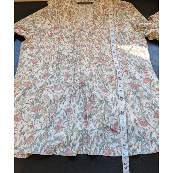 Peruvian Connection Top Floral Pleated Boho Relaxed Fit Size Medium - Picture 6 of 10